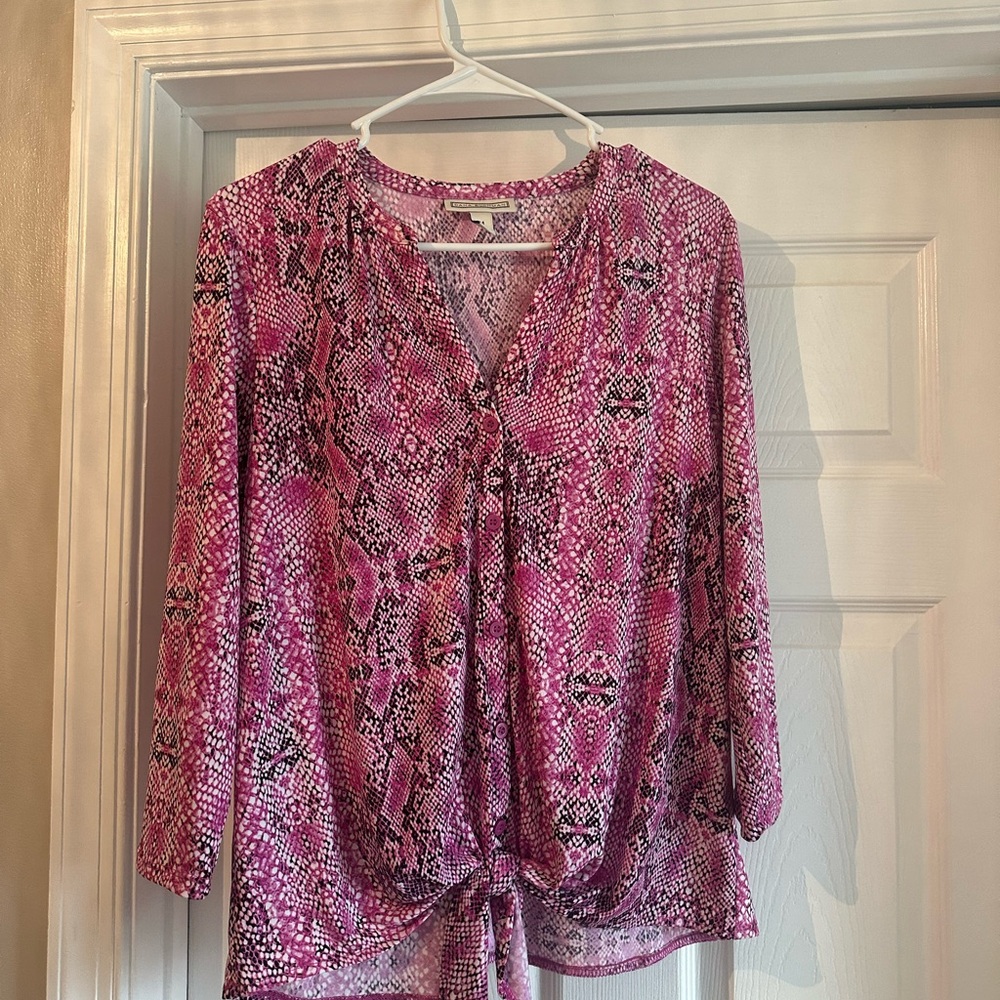 Dana Buchman Pink and Black Snake Print Blouse